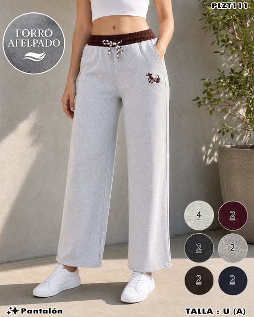 PLZT111 - Pantalón Térmico Palazzo con Bordado