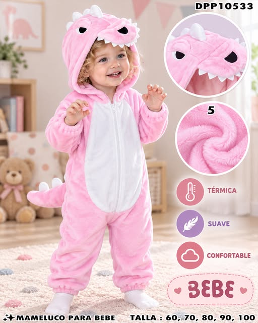 DPP10533 - Mameluco Infantil de Dinosaurio