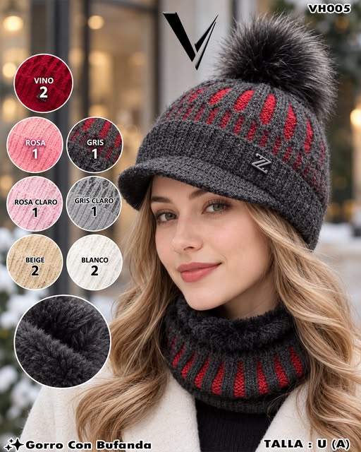 VH005 - Gorro con Bufanda Afelpada