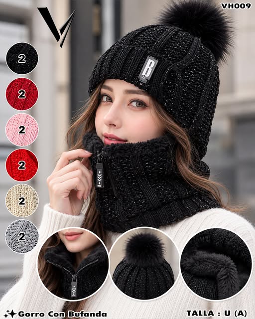 VH009 - Gorro con Bufanda Afelpada