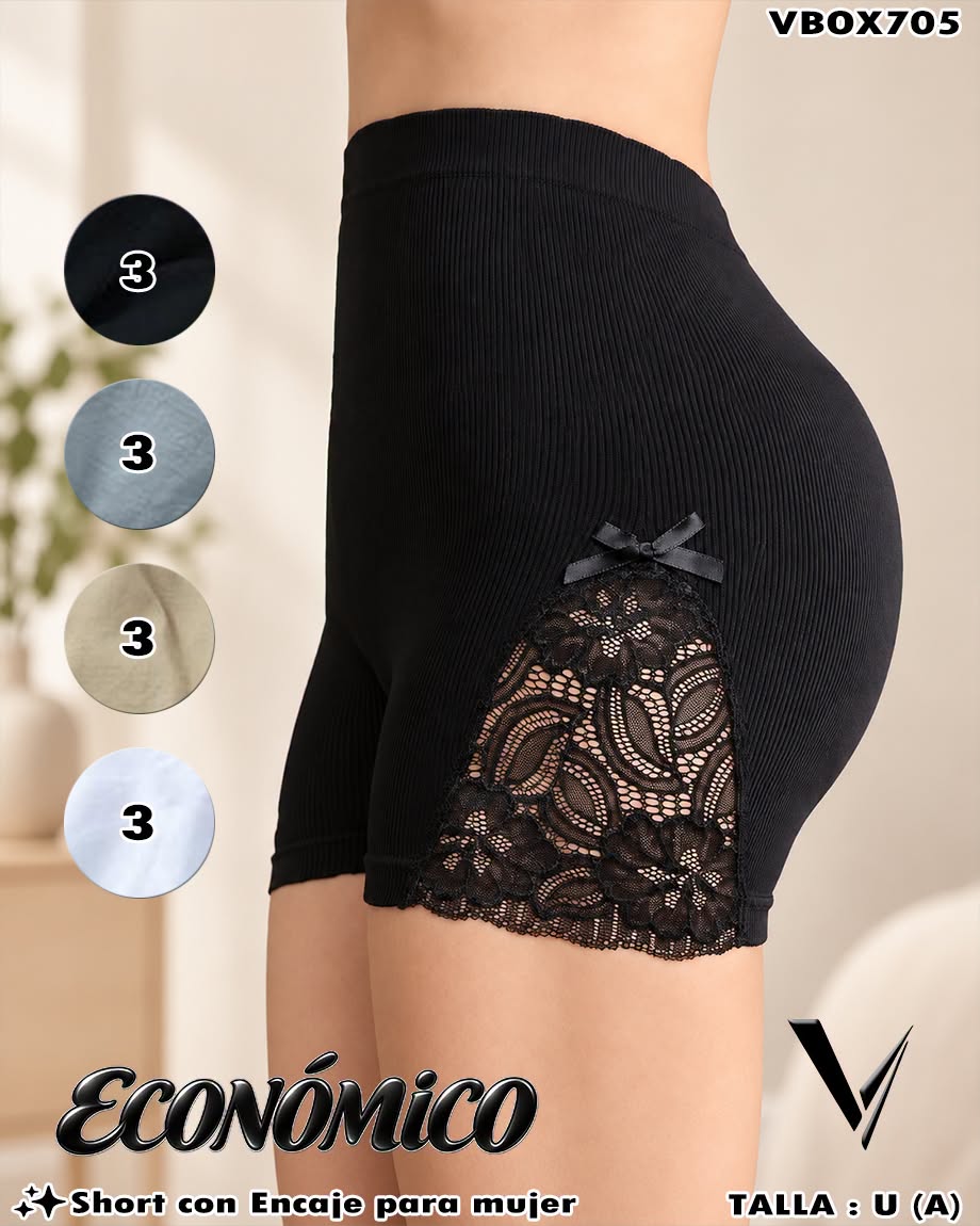 VBOX705 - Short con Encaje para Mujer