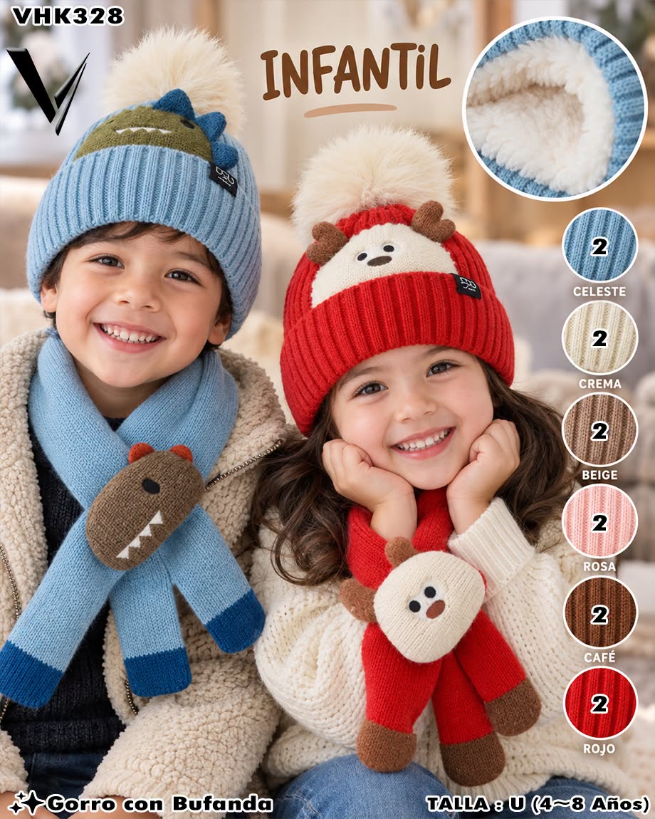 VHK328 - Set Infantil de Gorro con Bufanda
