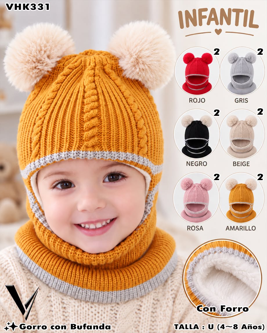 VHK331 - Gorro Infantil con Bufanda