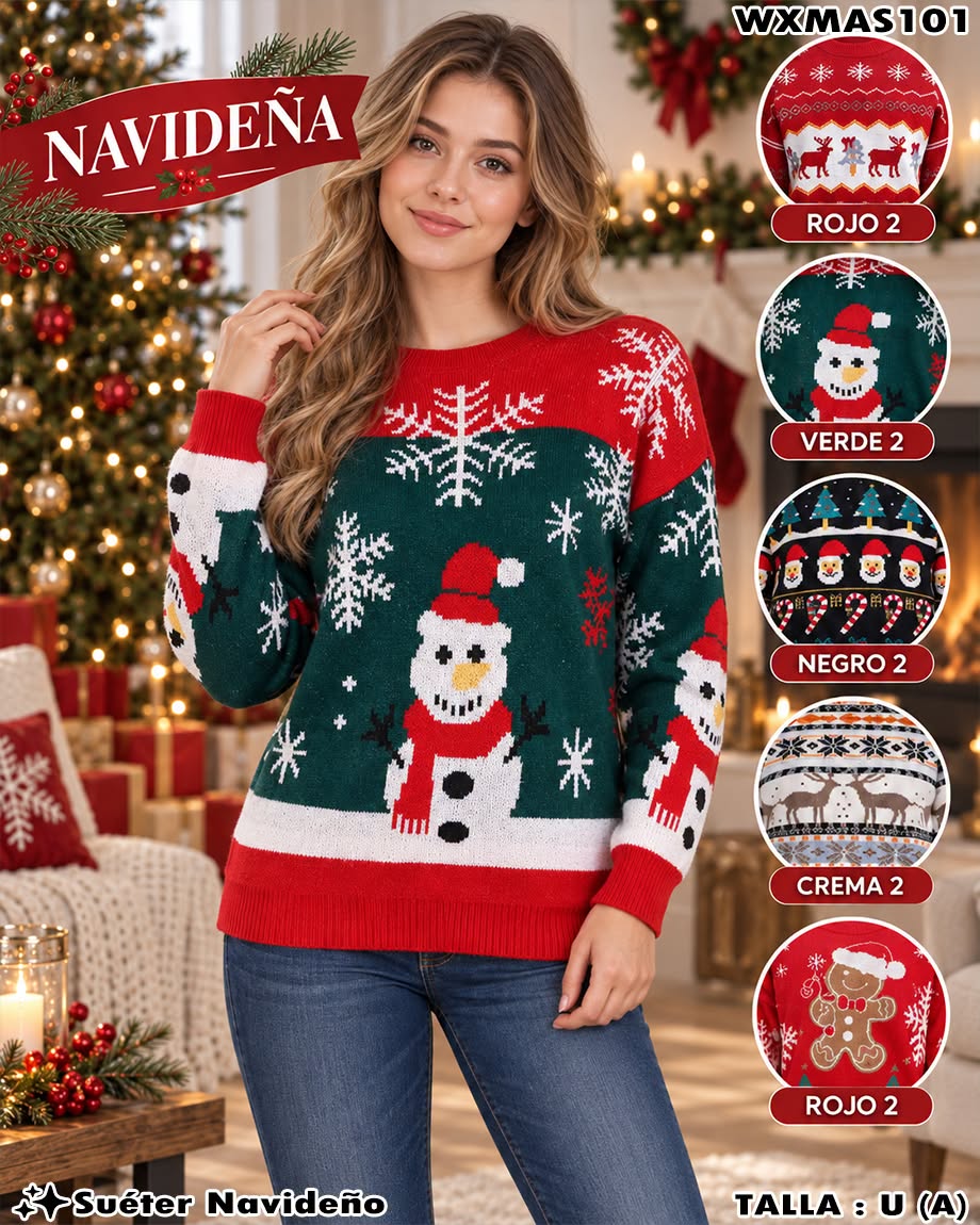 WXMAS101 - Suéter Navideño de Punto para Mujer
