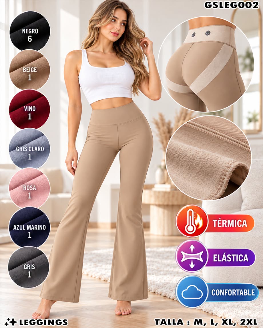 GSLEG002 - Leggings Térmicos Acampanados con Efecto Levanta Glúteos para Mujer