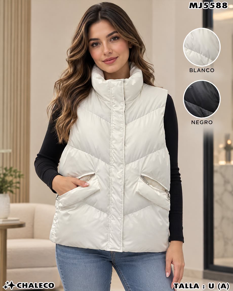 MJ5588 - Chaleco Acolchado con Cuello Alto para Dama