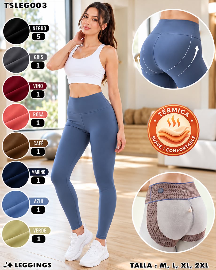 TSLEG003 - Leggings Térmicos Push Up de Cintura Alta