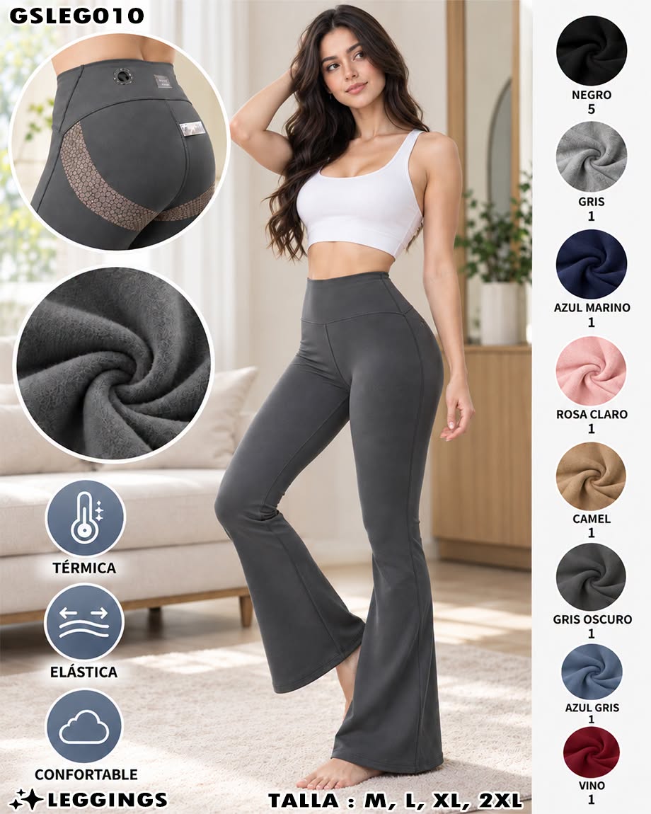 GSLEG010 - Leggings Térmicos Acampanados con Efecto Levanta Glúteos para Mujer