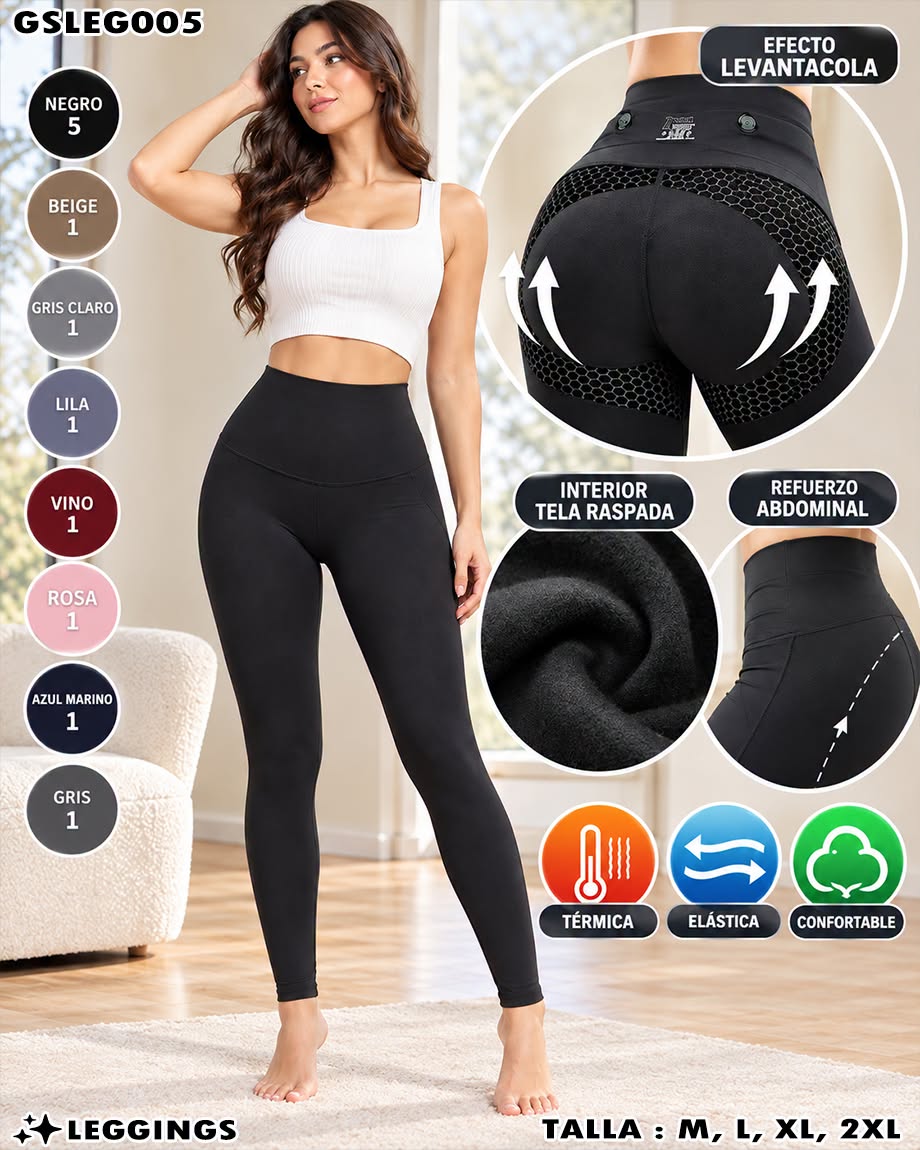 GSLEG005 - Leggings Térmicos de Cintura Alta con Efecto Levanta Glúteos