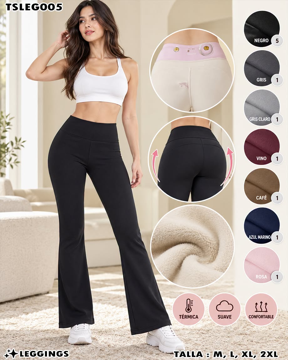 TSLEG005 - Leggings Térmicos Acampanados de Cintura Alta