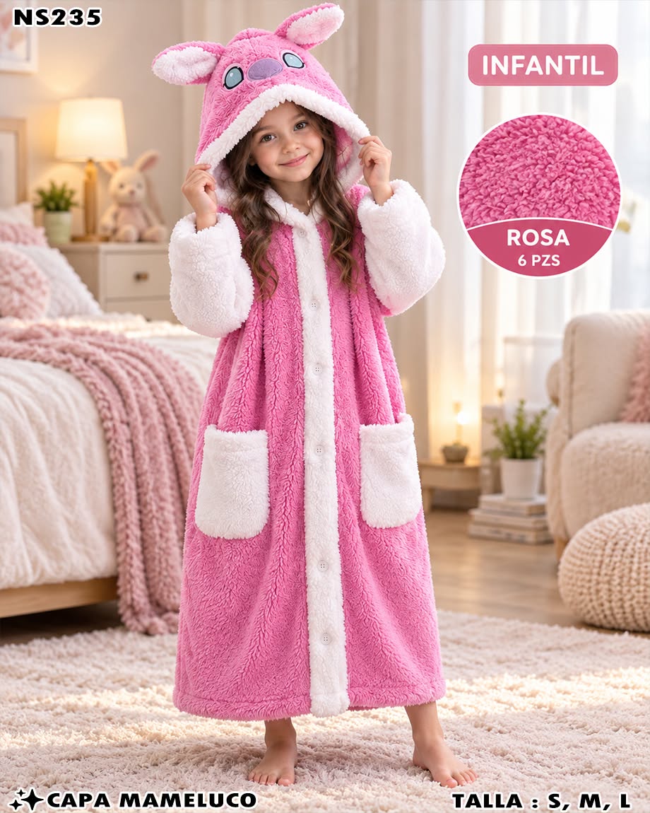 NS235 - Capa Mameluco Infantil de Angel con Gorro