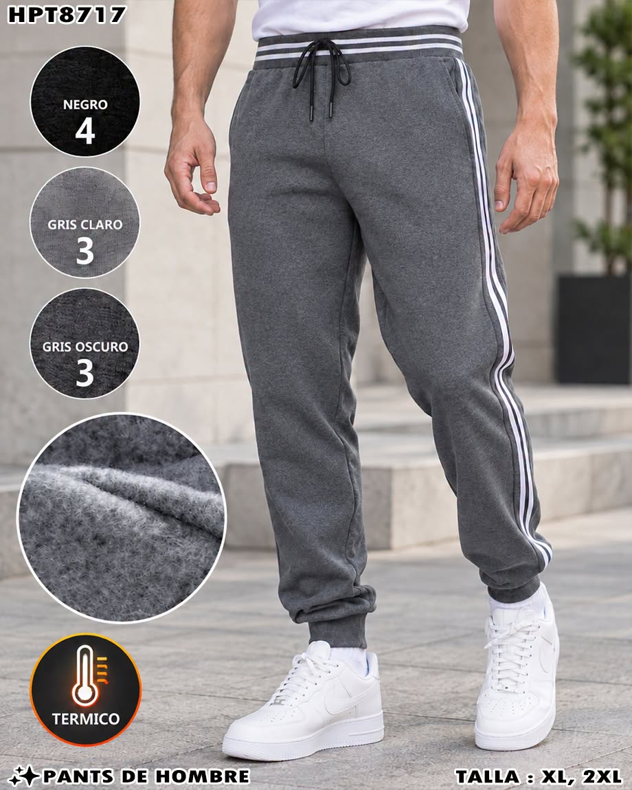 HPT8717 - Pants Térmicos Deportivos con Franjas Laterales para Caballero