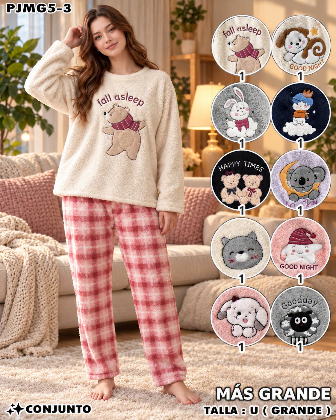 PJMG5-3 - Conjunto de Pijama Térmica Talla Grande