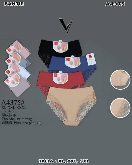 A4375 - Pantie plus size con encaje
