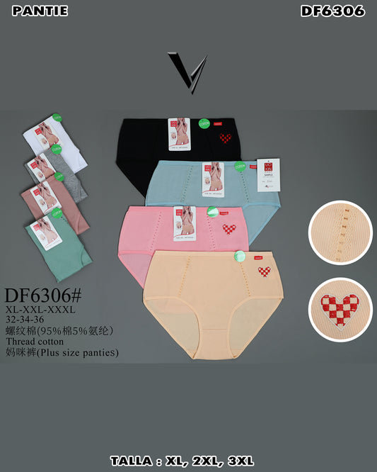 DF6306 - Pantie plus size de algodón con bordado
