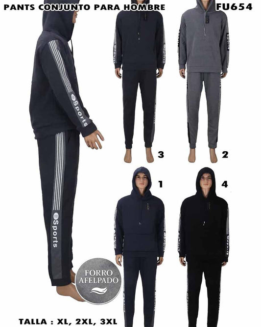 FU654 – Conjunto Deportivo para Hombre con Forro Afelpado
