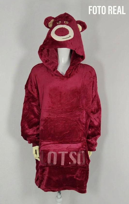 DMP2804 - Maxi Sudadera Afelpada con Capucha de Oso