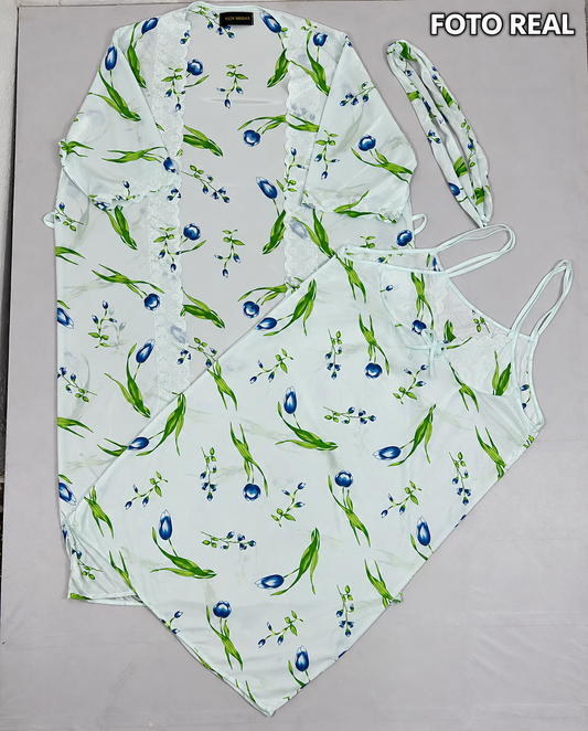 VP502 - Kimono con Vestido Floral