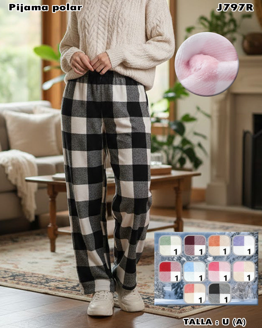 J797R – Pijama Polar Cuadros Premium