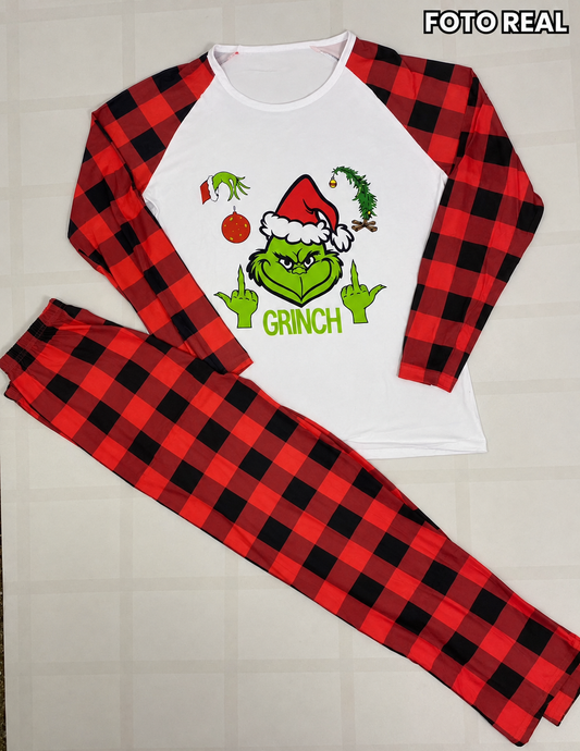 AP0530 - Pijama Navideña de Grinch de 2 Piezas para Mujer