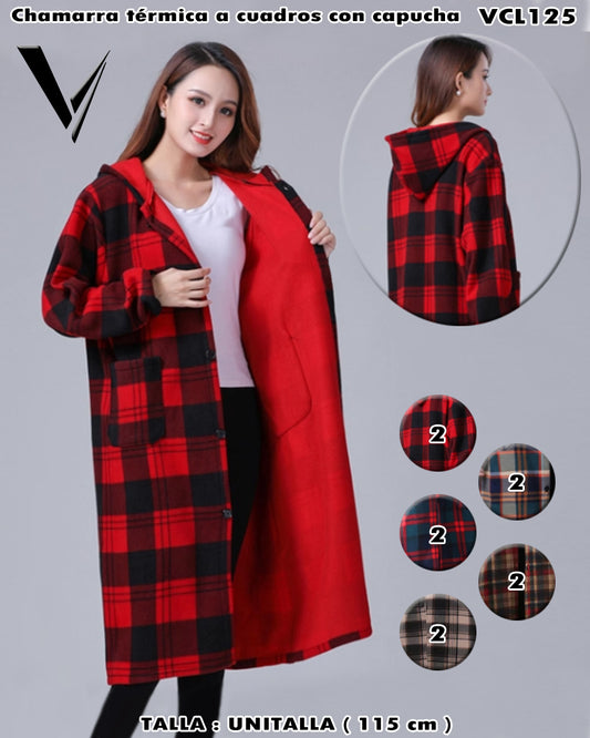 VCL125 - Chamarra térmica a cuadros con capucha