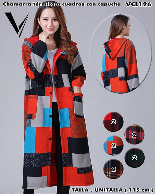 VCL126 - Chamarra térmica a cuadros con capucha