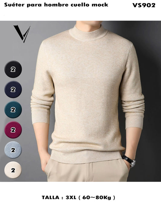 VS902 - Suéter para hombre cuello mock