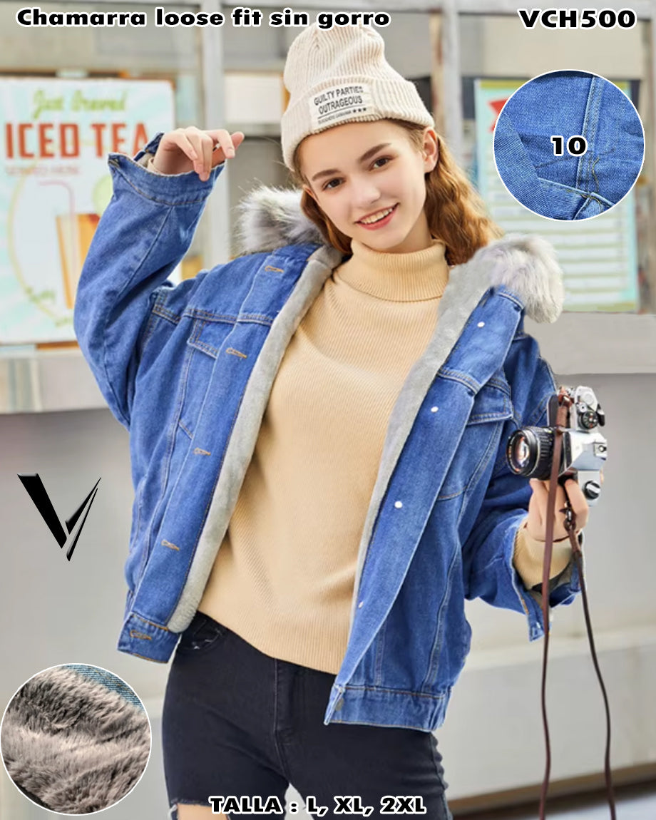 VCH500 - Chamarra Loose Fit sin Gorro