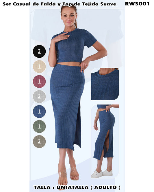 RWS001 - Set Casual de falda y top de tejido suave