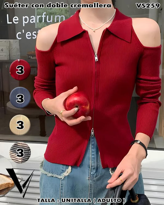 VS259 - Suèter con doble cremallera