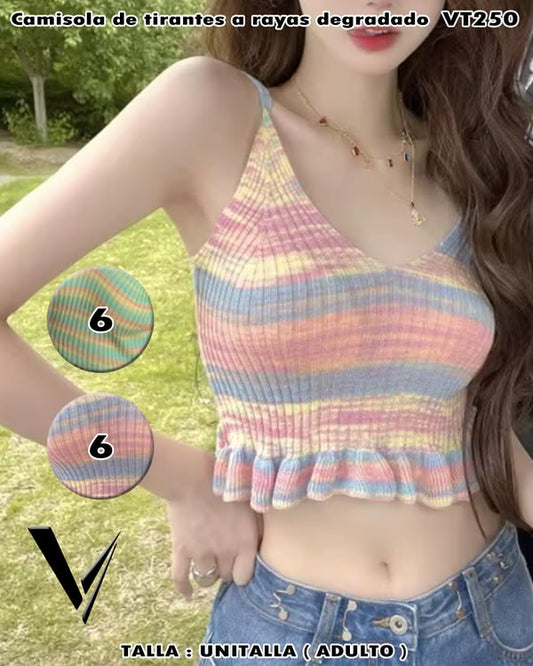 VT250 - Camisola de tirantes a rayas degradodo