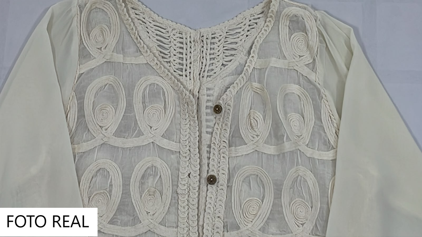 VJ128 - Blusa Bordada con Diseño Calado