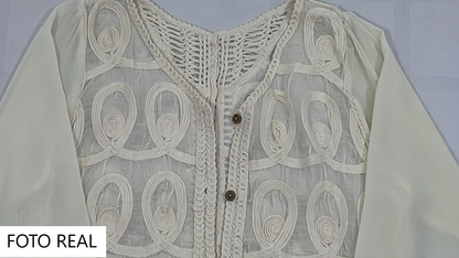 VJ128 - Blusa Bordada con Diseño Calado