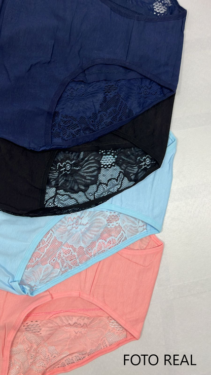 A9467 - Pantie plus size de algodón con encaje