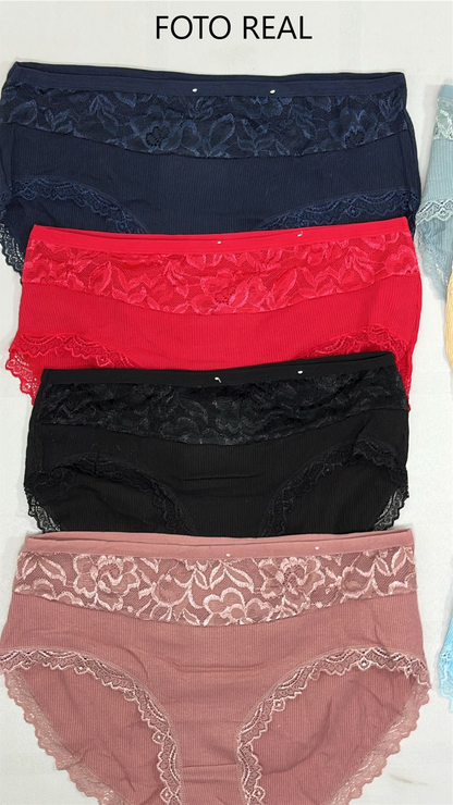 A9356 - Pantie plus size de algodón con encaje