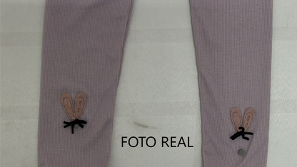 VLEG102 - Leggings Infantil Acanalado con Aplicación de Conejito