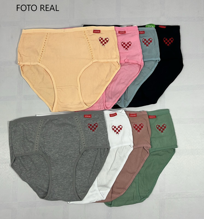 DF6306 - Pantie plus size de algodón con bordado