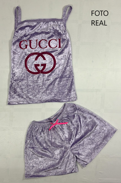 PG03 - Conjunto Short Tipo Terciopelo con Tirantes