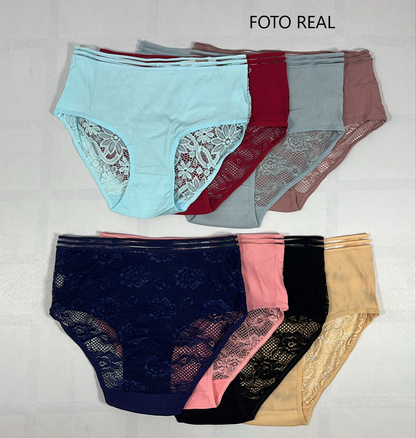 DF7206 - Pantie plus size de algodón con encaje