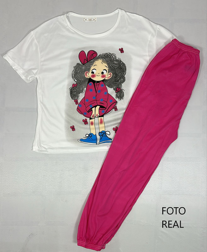 VP505 – Pijama Dama con Playera Estampada