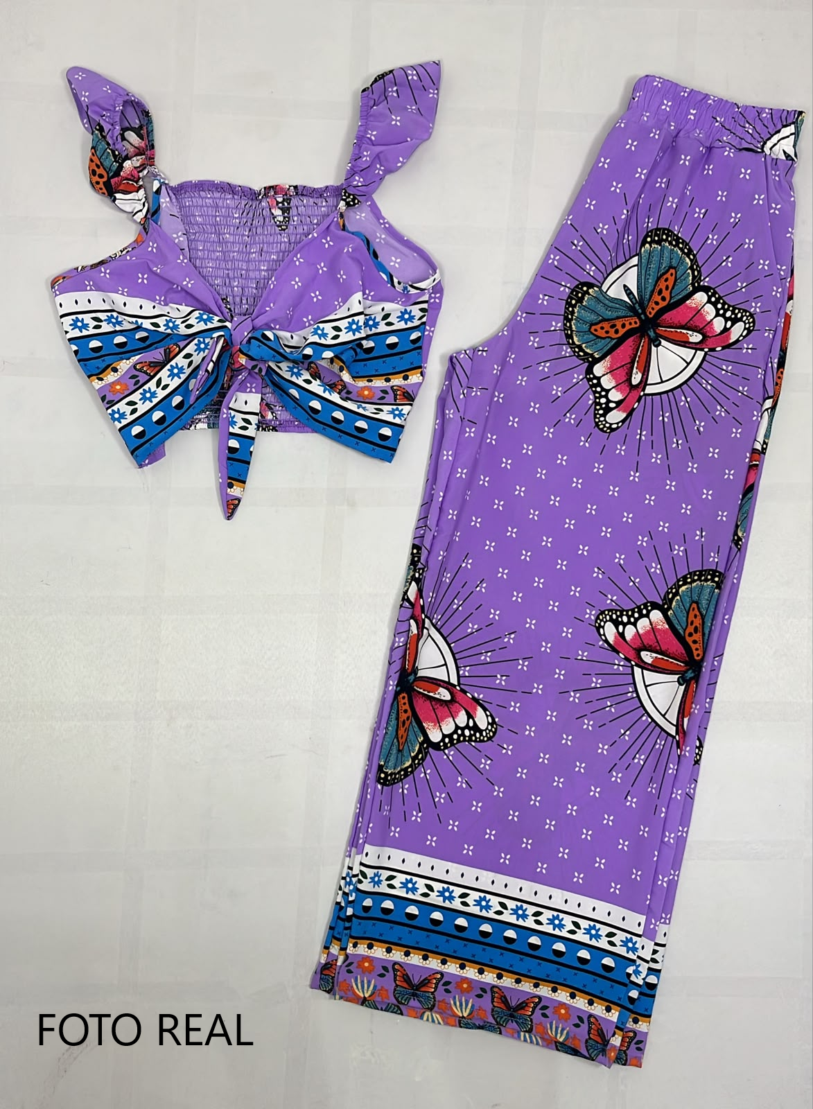 PTSET9 - Conjunto Pantalón Palazzo Mariposa