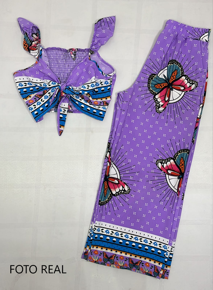 PTSET9 - Conjunto Pantalón Palazzo Mariposa
