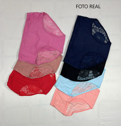 A9467 - Pantie plus size de algodón con encaje