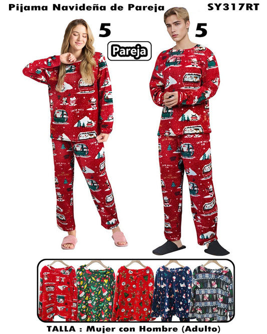 SY317RT – Pijama Navideña de Pareja 🎄 (Hombre + Mujer)