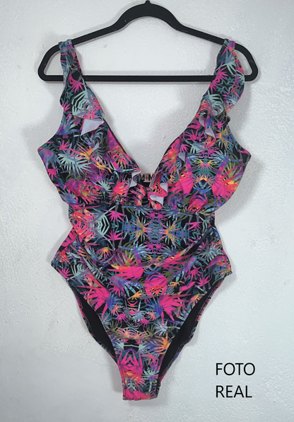 TBD001 - Traje de baño floral con olanes