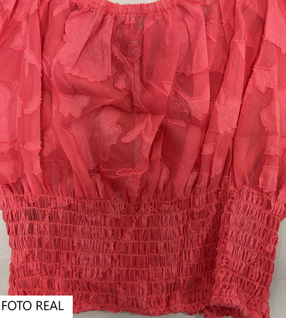BST43 - Blusa Fruncida con Manga Abullonada