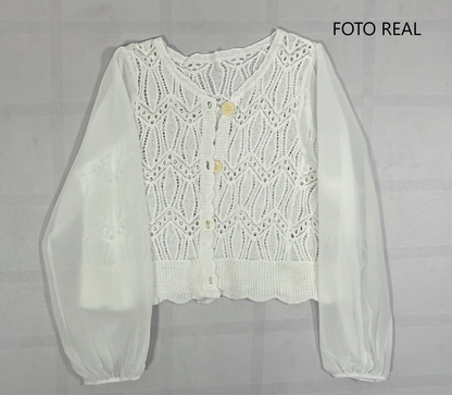 VJ127 - Blusa Bordada Tejida