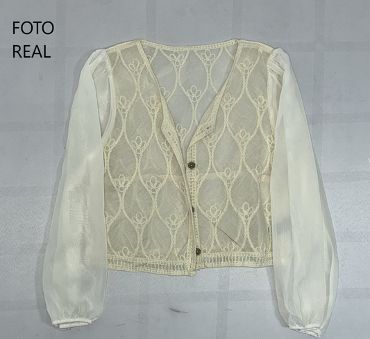 VJ126 - Blusa Bordada con Encaje