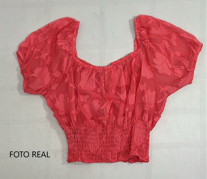 BST43 - Blusa Fruncida con Manga Abullonada