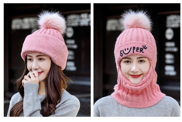 VH008 - Gorro Bufanda Integrado con Pompón